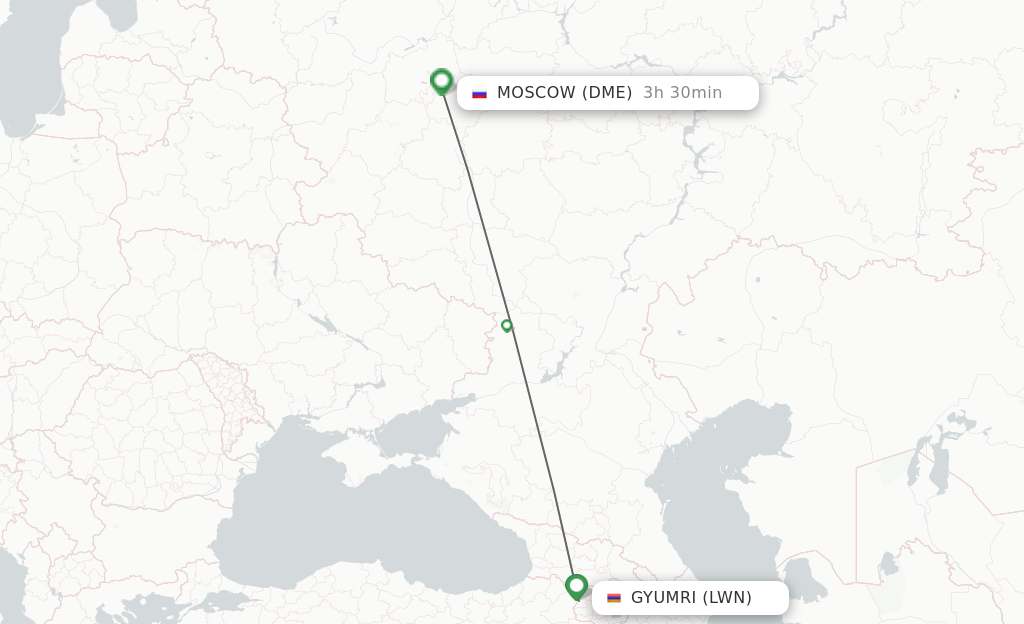 Flights from Gyoumri to Moscow route map