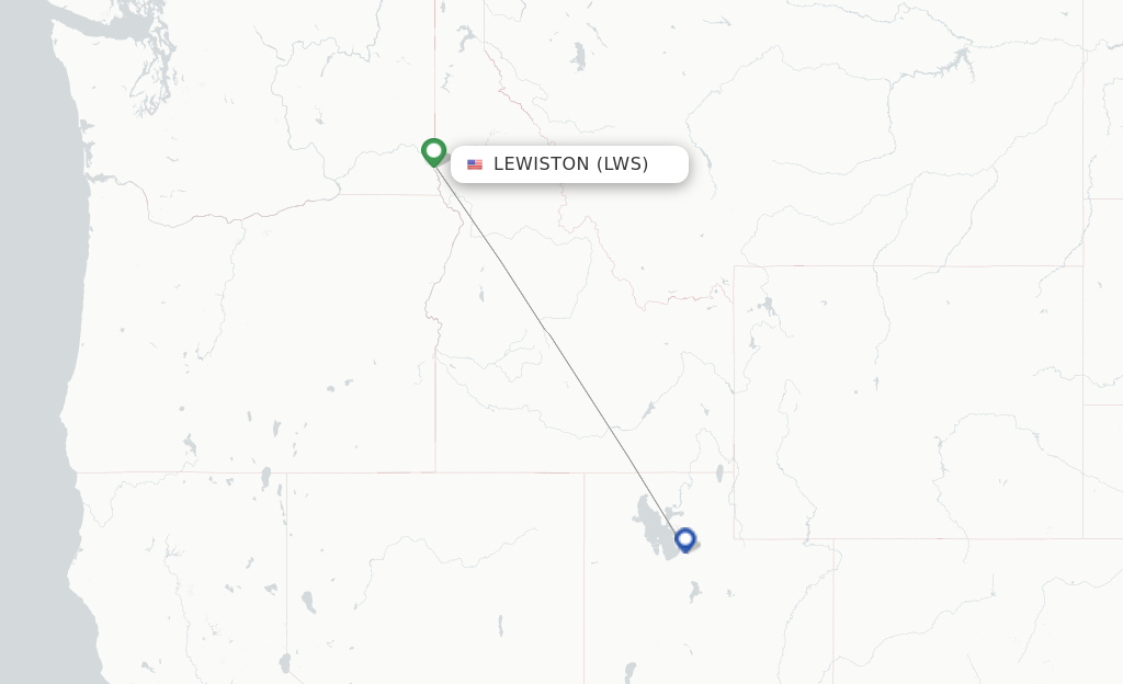 Route map with flights from Lewiston with Delta