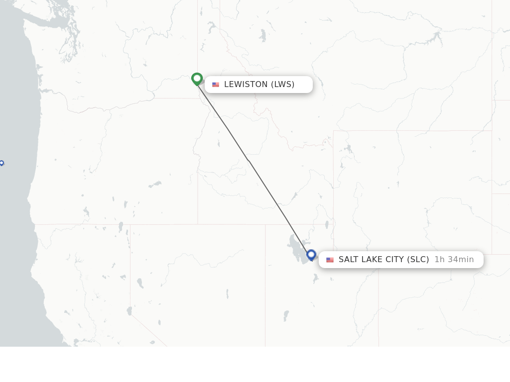Flights from Lewiston to Salt Lake City route map