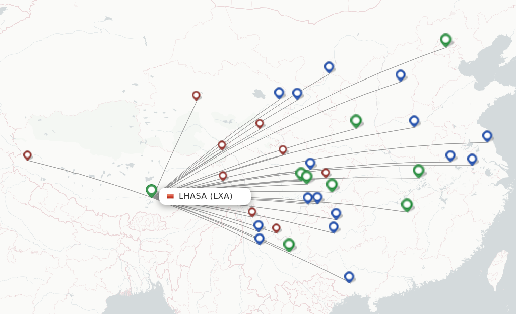Lhasa LXA route map