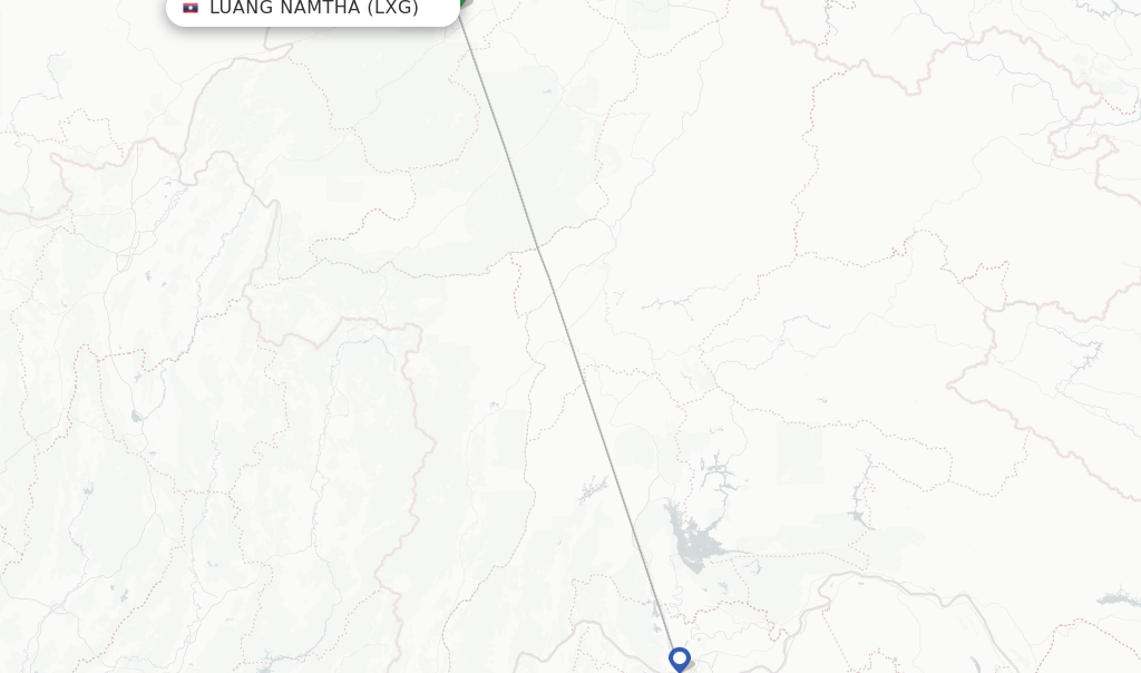 Route map with flights from Luang Namtha with Lao Airlines