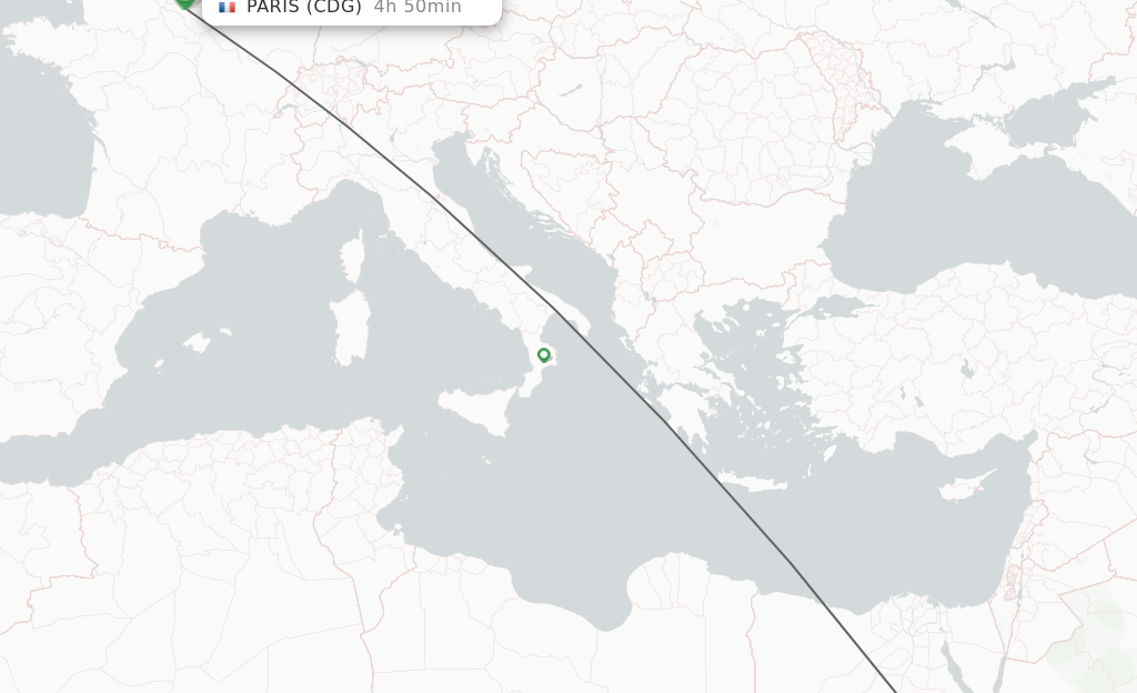 Flights from Luxor to Paris route map