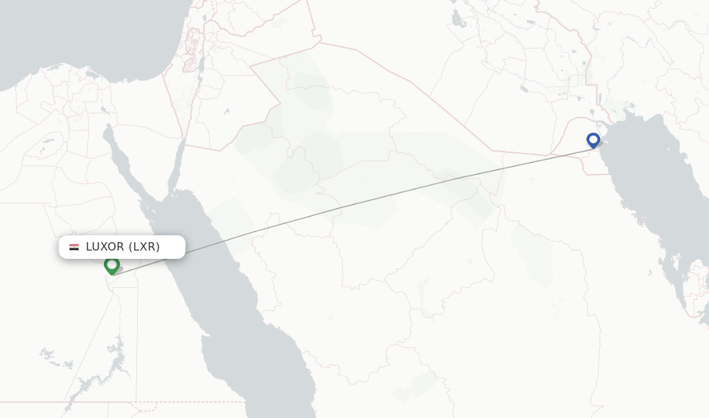 Route map with flights from Luxor with Jazeera