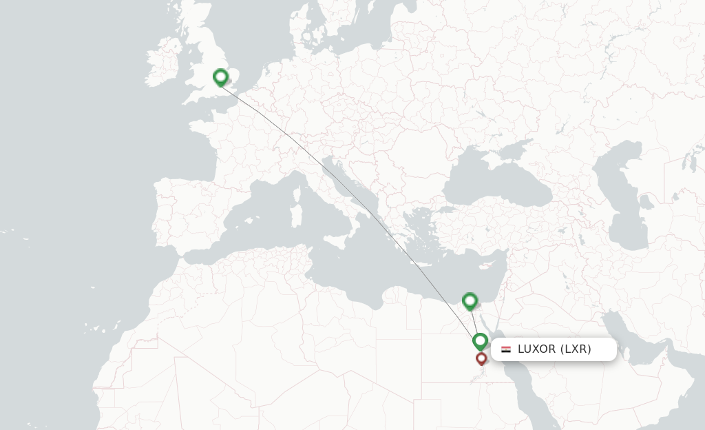 Route map with flights from Luxor with EgyptAir
