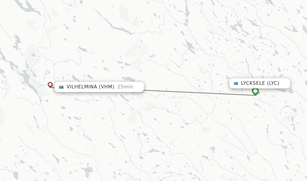 Flights from Lycksele to Vilhelmina route map
