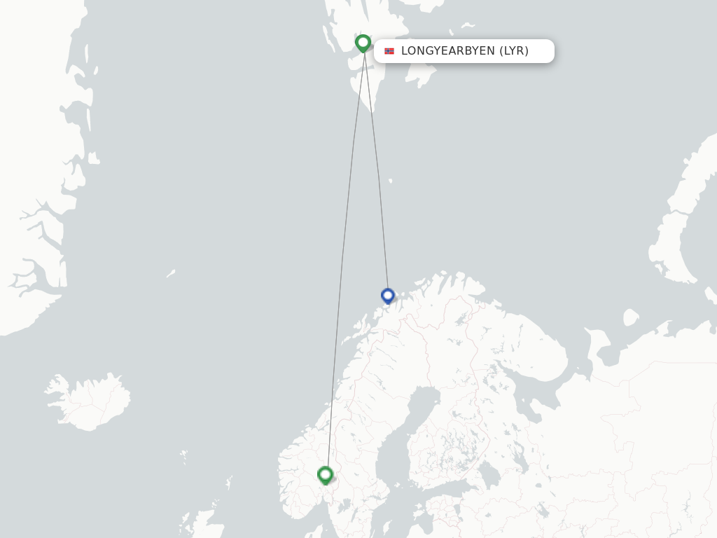 Longyearbyen LYR route map