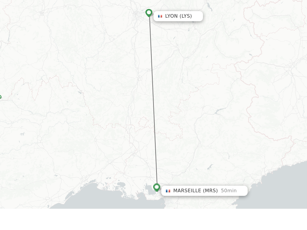 Flights from Lyon to Marseille route map