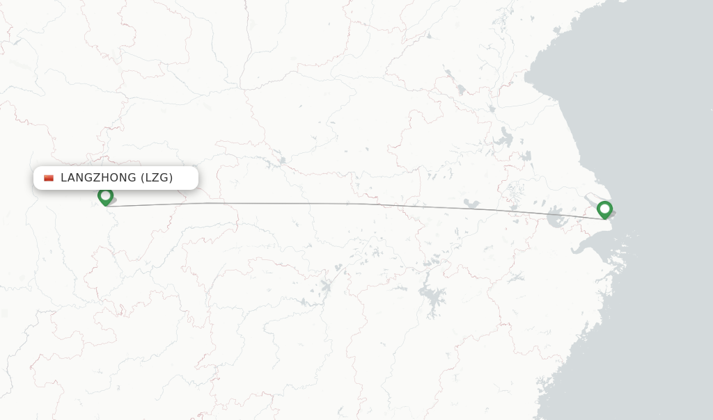 Route map with flights from Langzhong with Suparna Airlines