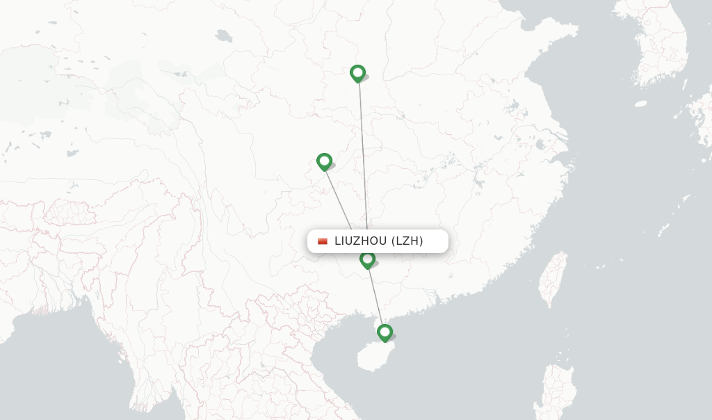 Route map with flights from Liuzhou with Gestair