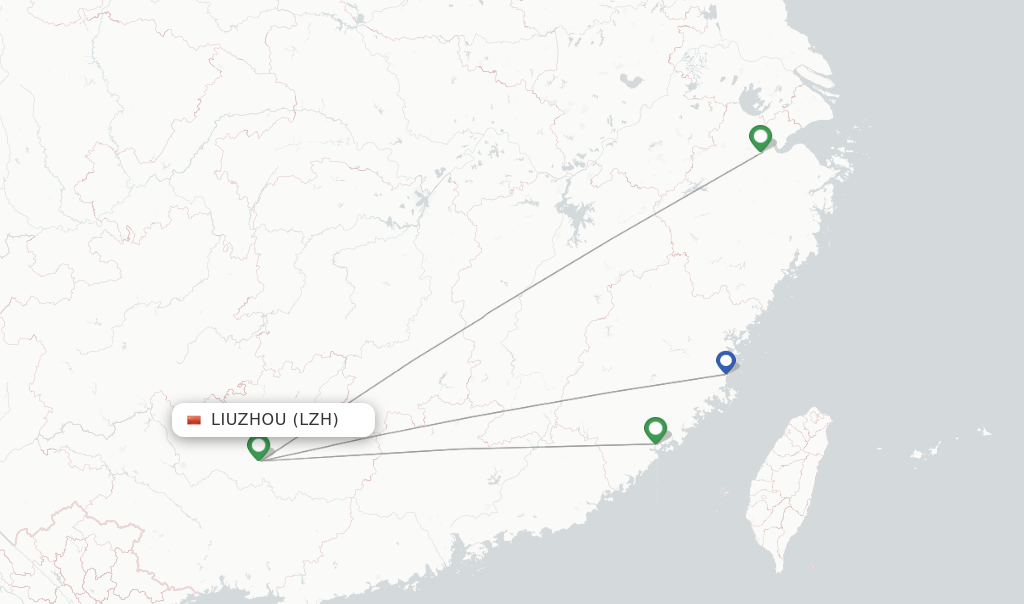 Route map with flights from Liuzhou with XiamenAir