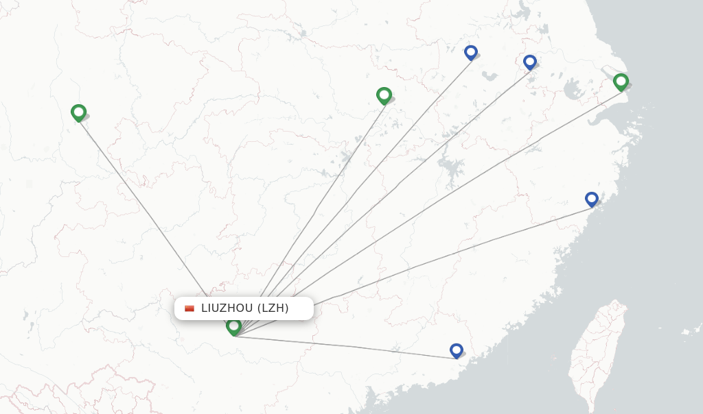 Route map with flights from Liuzhou with China Eastern