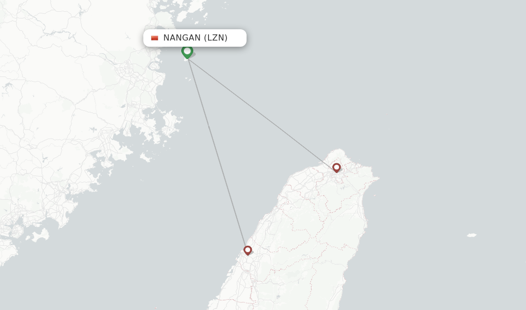 Route map with flights from Nangan with UNI Air