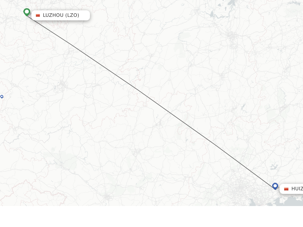 Flights from Luzhou to Huizhou route map