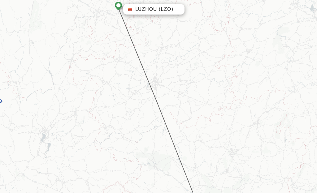 Flights from Luzhou to Nanning route map