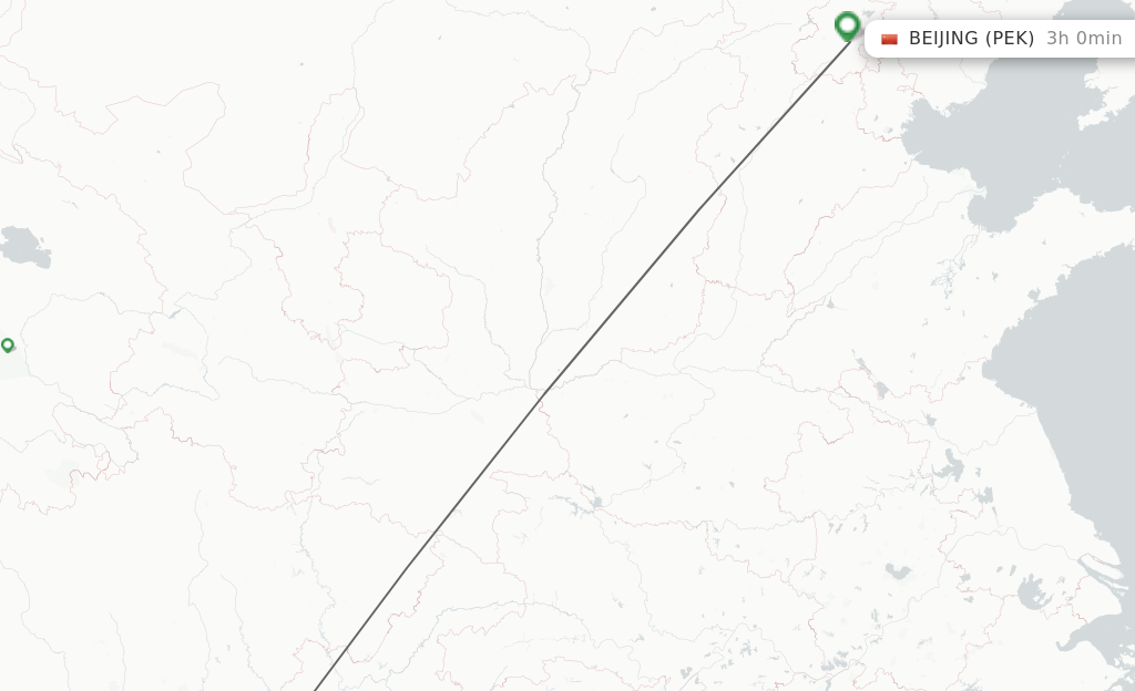 Flights from Luzhou to Beijing route map