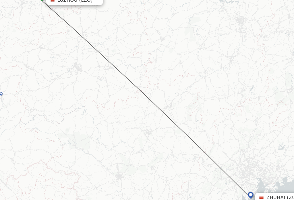 Flights from Luzhou to Zhuhai route map