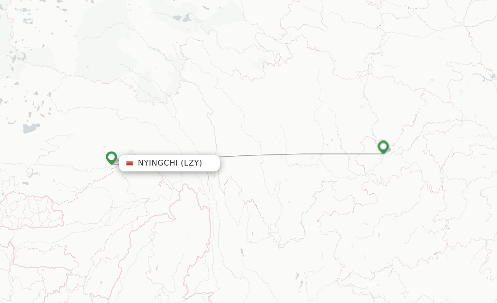 Route map with flights from Nyingchi with Chongqing Airlines