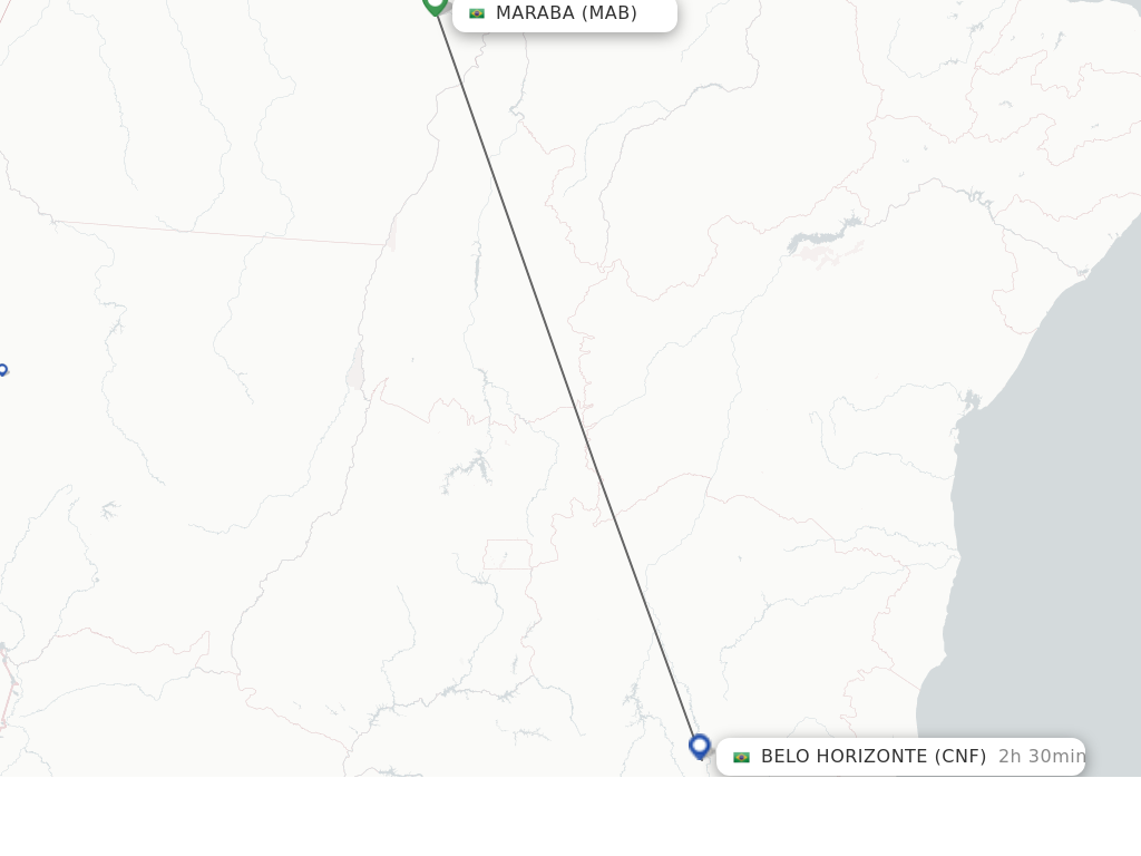 Flights from Maraba to Belo Horizonte route map