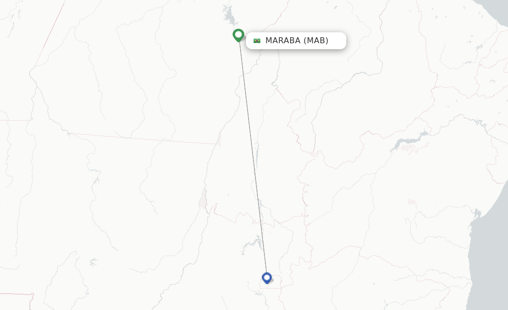 Route map with flights from Maraba with LATAM