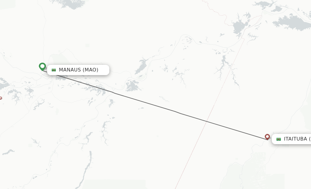 Flights from Manaus to Itaituba route map