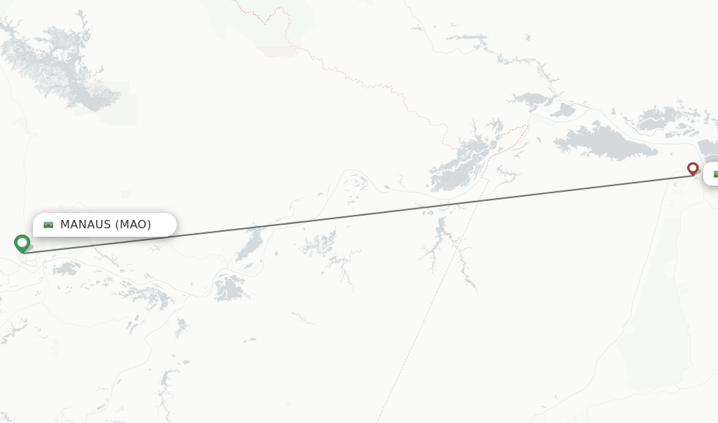 Flights from Manaus to Santarem route map