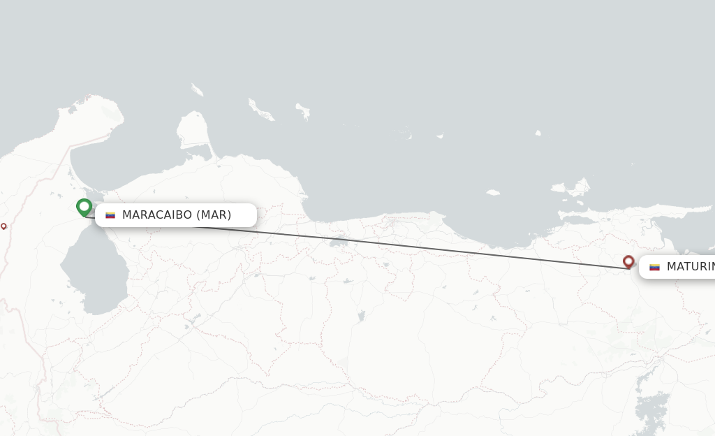 Flights from Maracaibo to Maturin route map