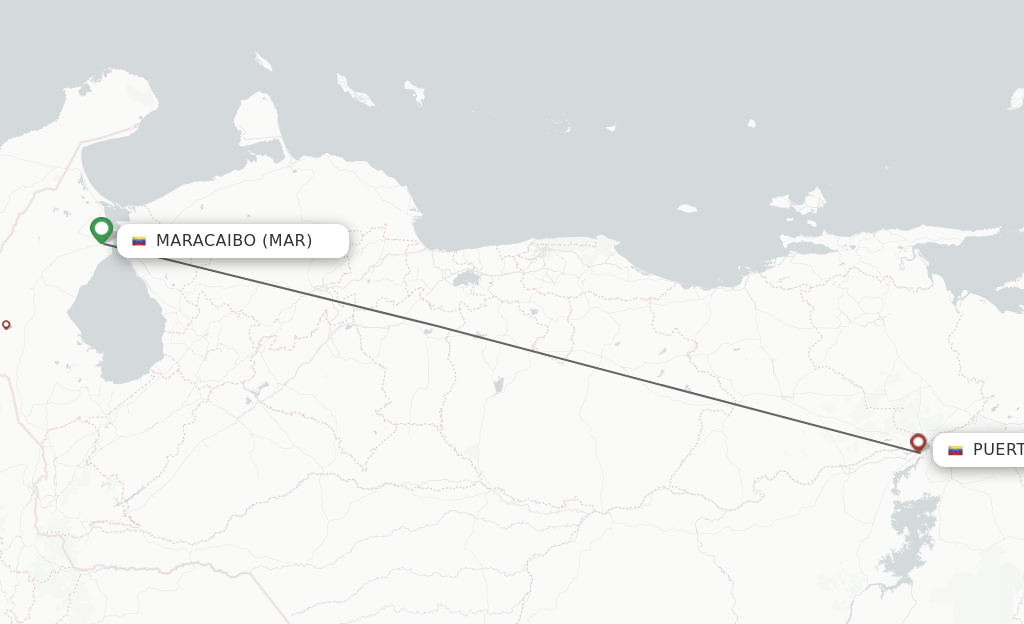 Flights from Maracaibo to Puerto Ordaz route map