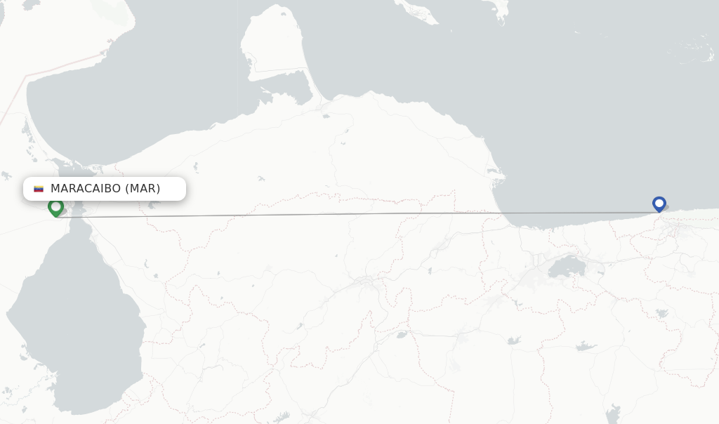 Route map with flights from Maracaibo with LASER Airlines