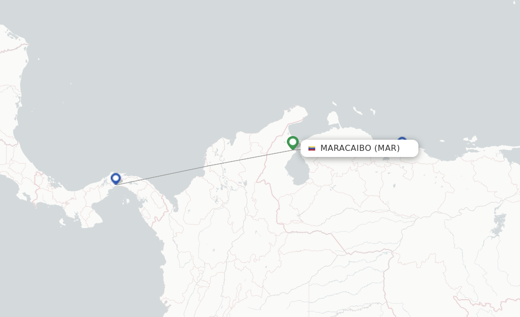 Route map with flights from Maracaibo with 