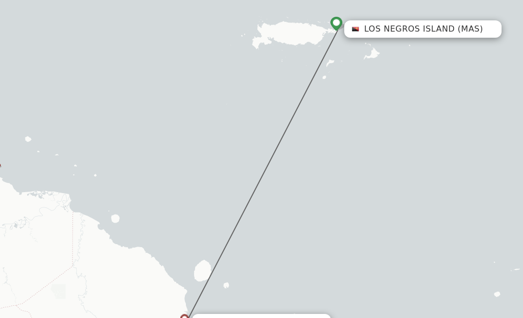 Flights from Manus Island to Madang route map