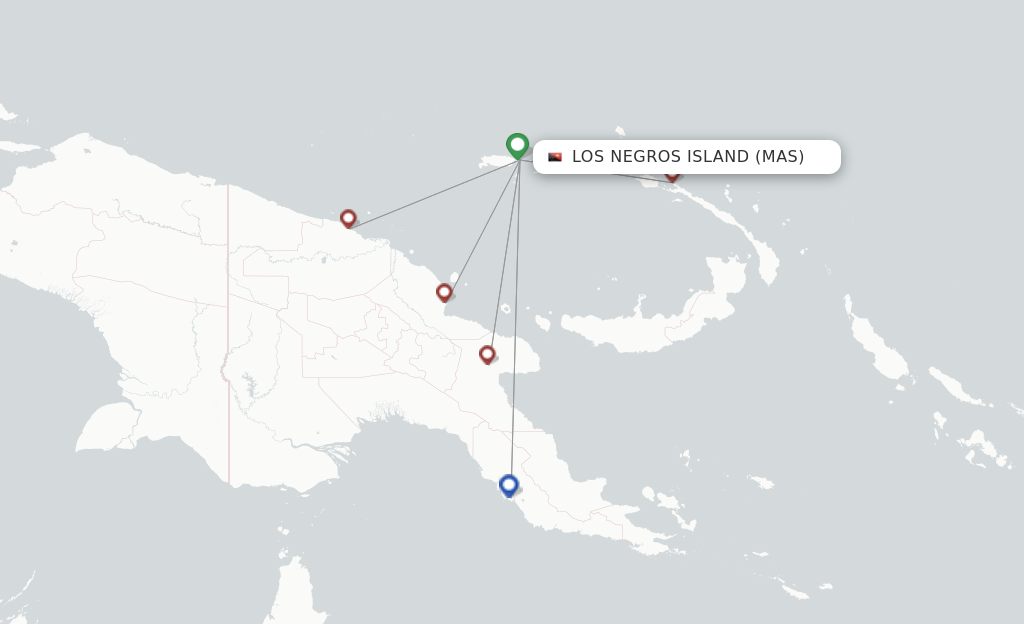 Route map with flights from Manus Island with Air Niugini