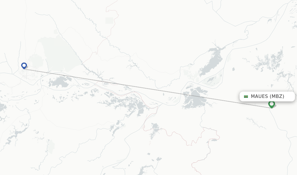 Flights from Maues to Parintins route map