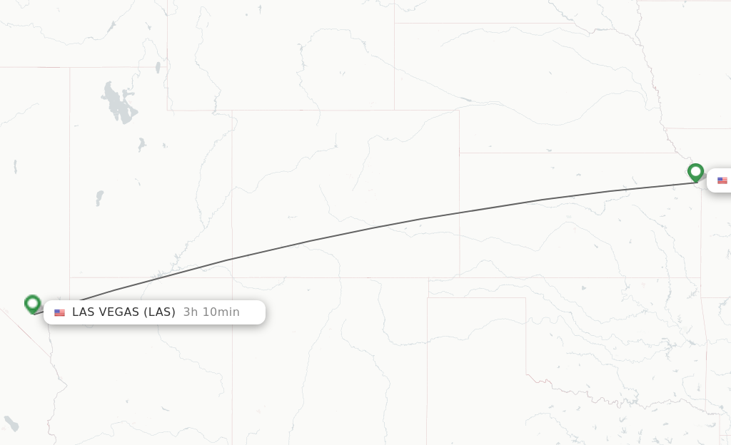 Flights from Kansas City to Las Vegas route map