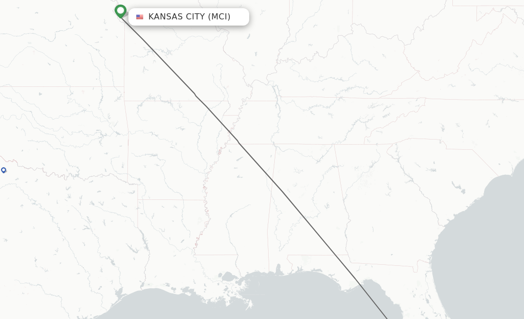 Flights from Kansas City to Saint Petersburg route map