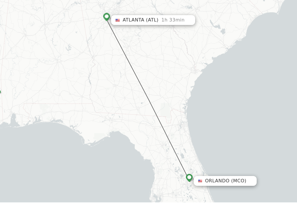 Flights from Orlando to Atlanta route map
