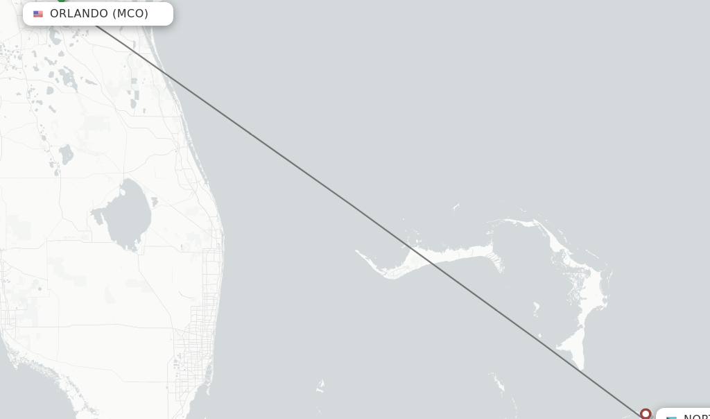 Flights from Orlando to North Eleuthera route map
