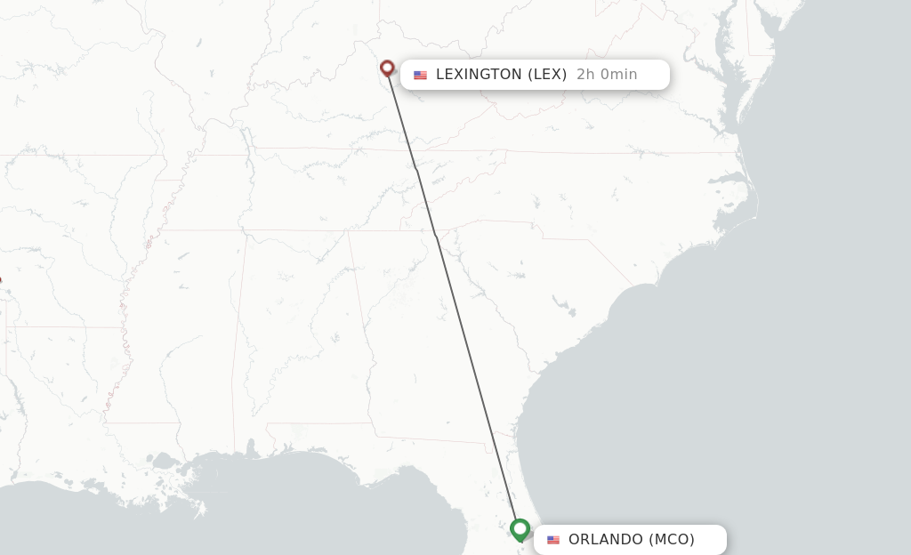 Direct (non-stop) flights from Orlando to Lexington - schedules