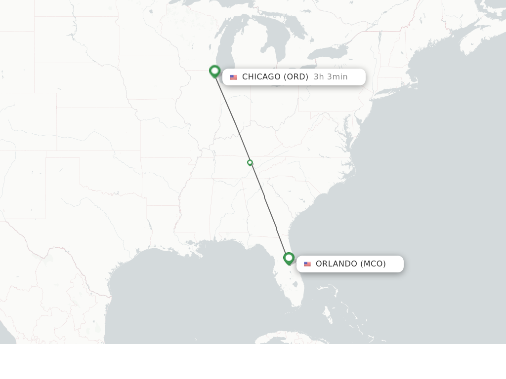 Flights from Orlando to Chicago route map