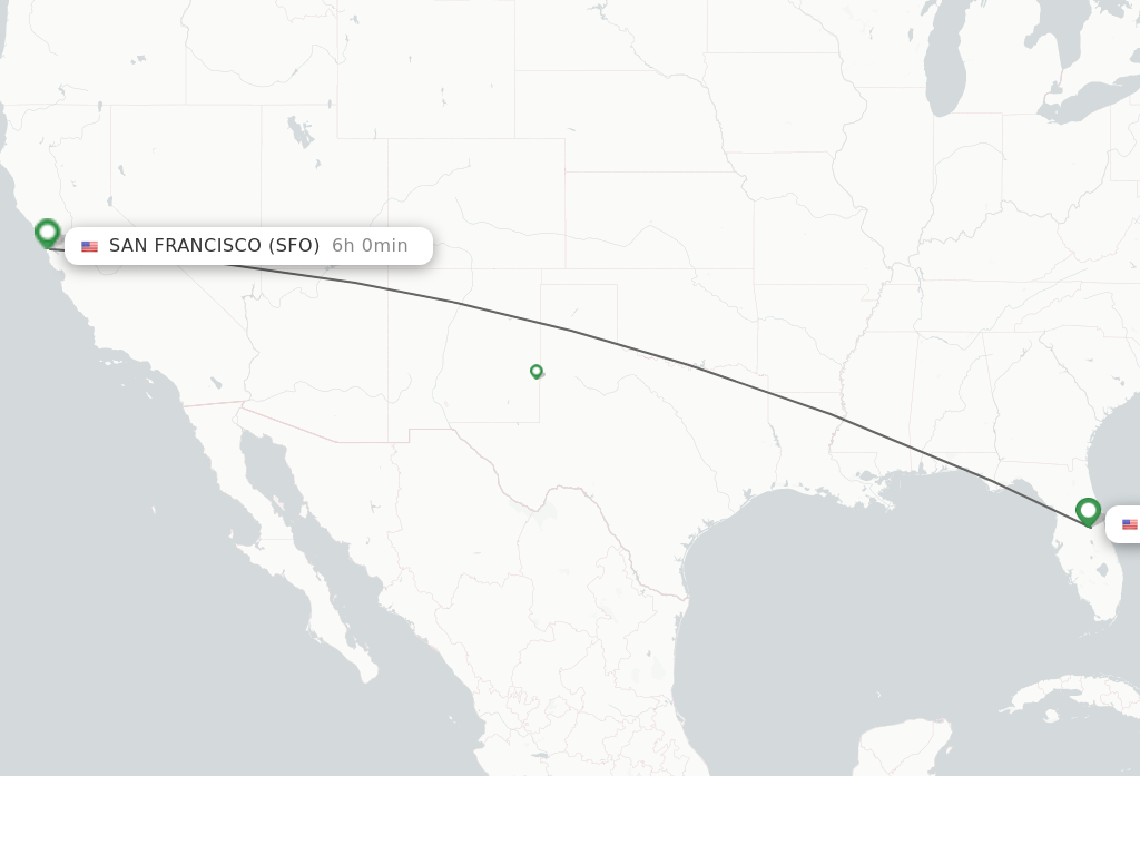 Flights from Orlando to San Francisco route map