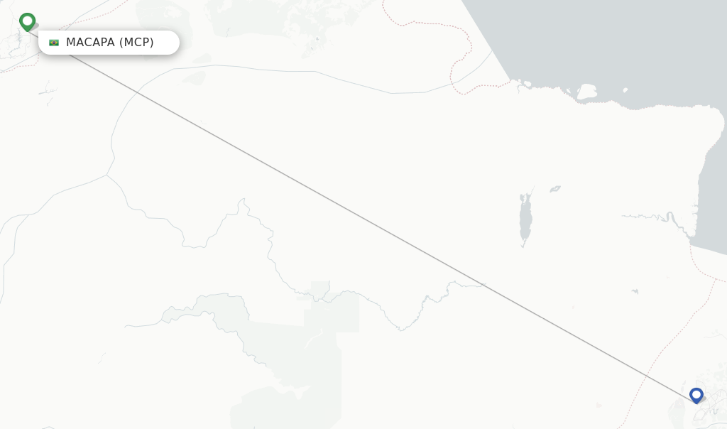 Route map with flights from Macapa with Azul