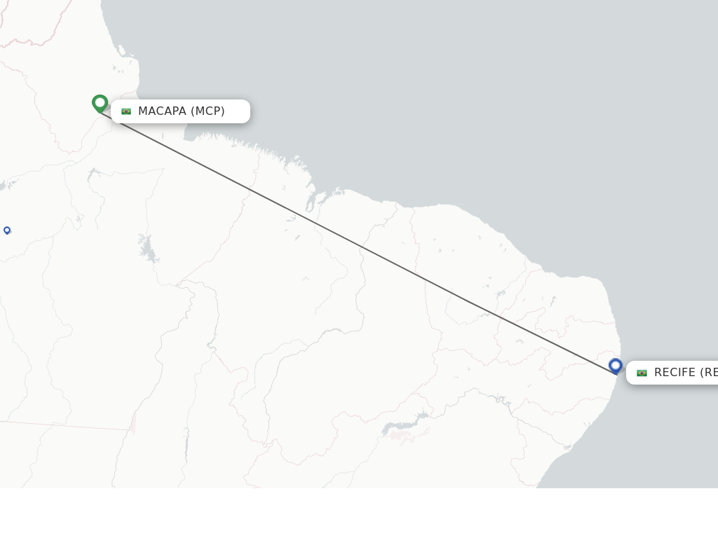 Flights from Macapa to Recife route map