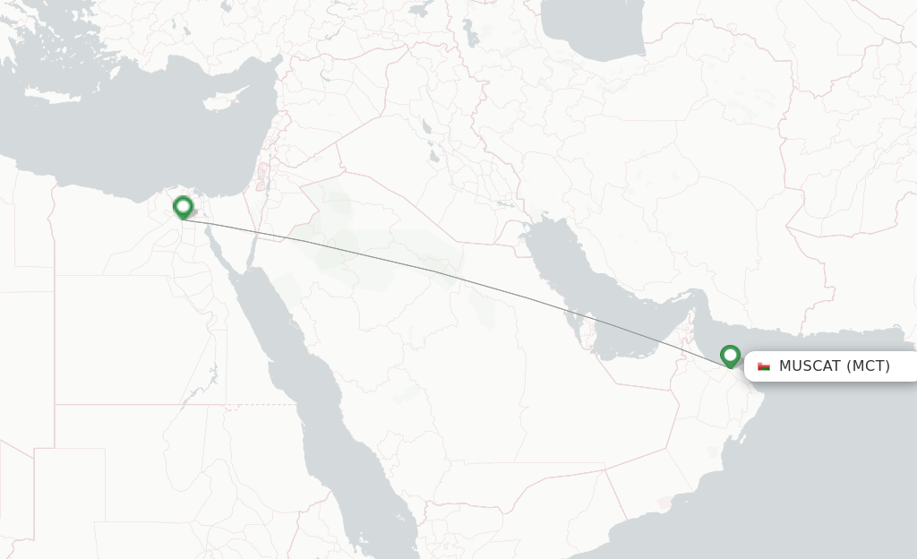 Route map with flights from Muscat with Air Arabia Egypt