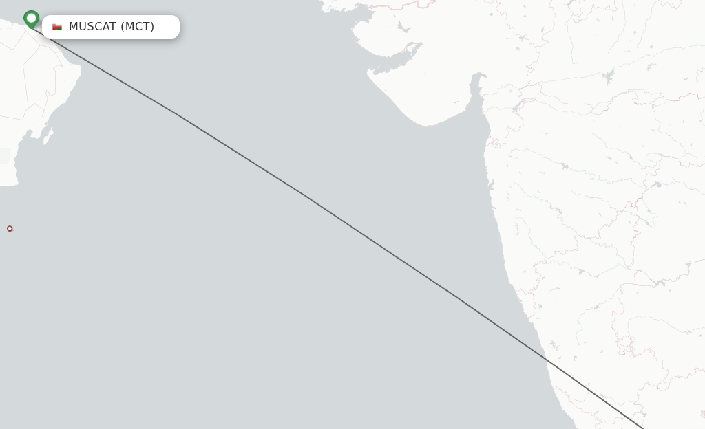 Flights from Tiruchirappalli to Muscat route map