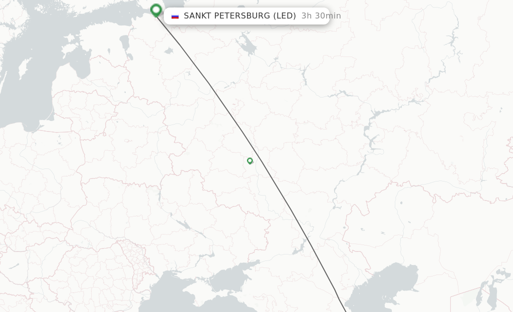 Flights from Makhachkala to Sankt Petersburg route map