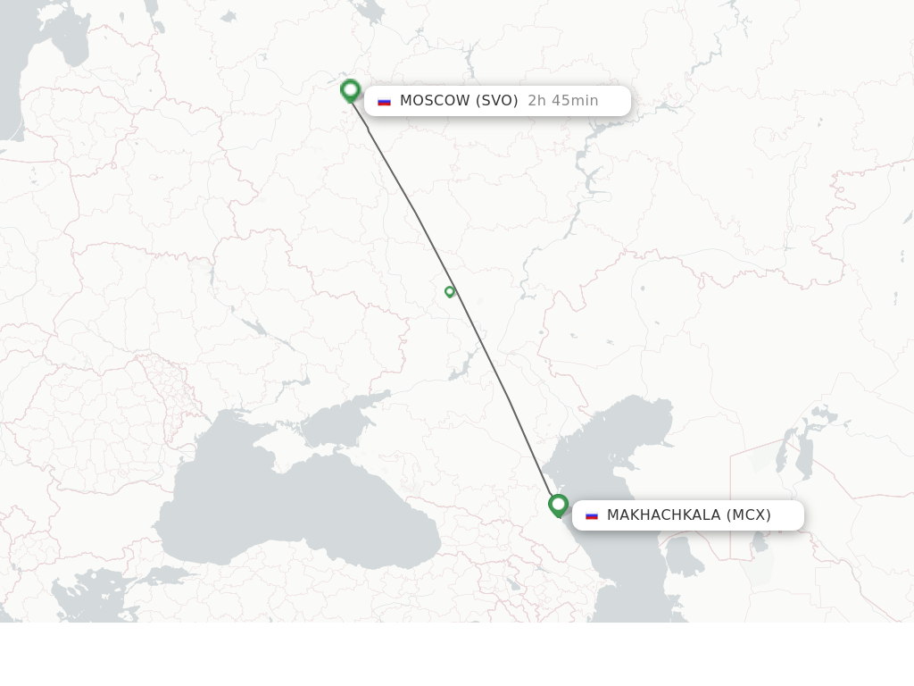 Flights from Makhachkala to Moscow route map