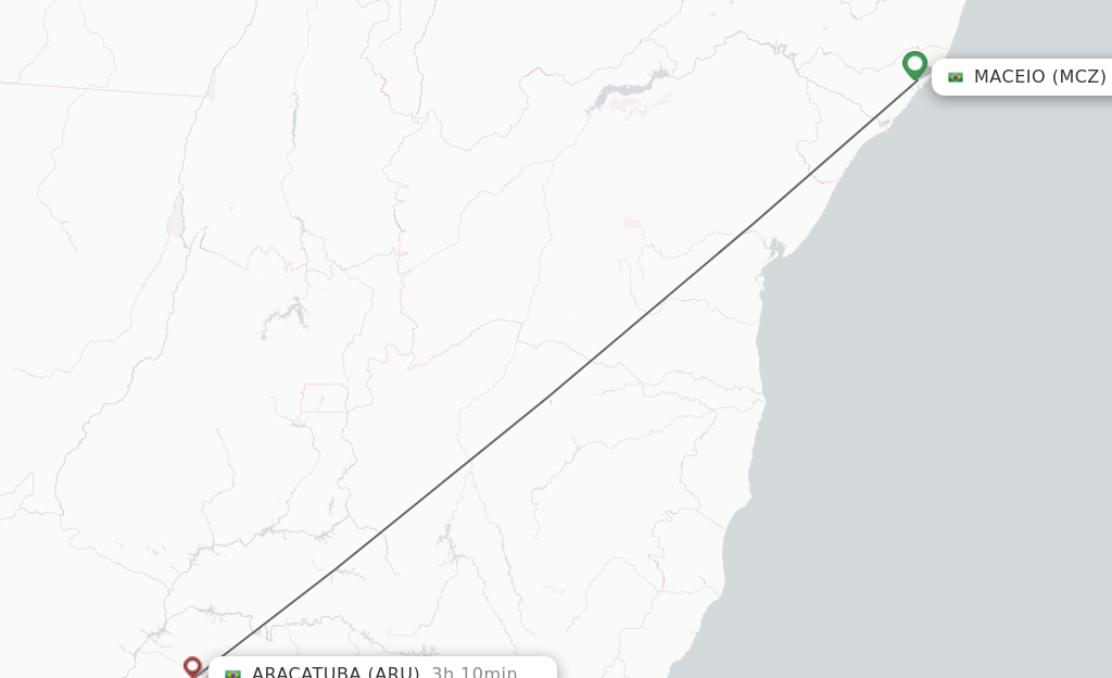 Flights from Maceio to Aracatuba route map