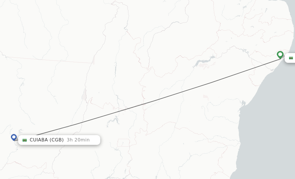 Flights from Maceio to Cuiaba route map