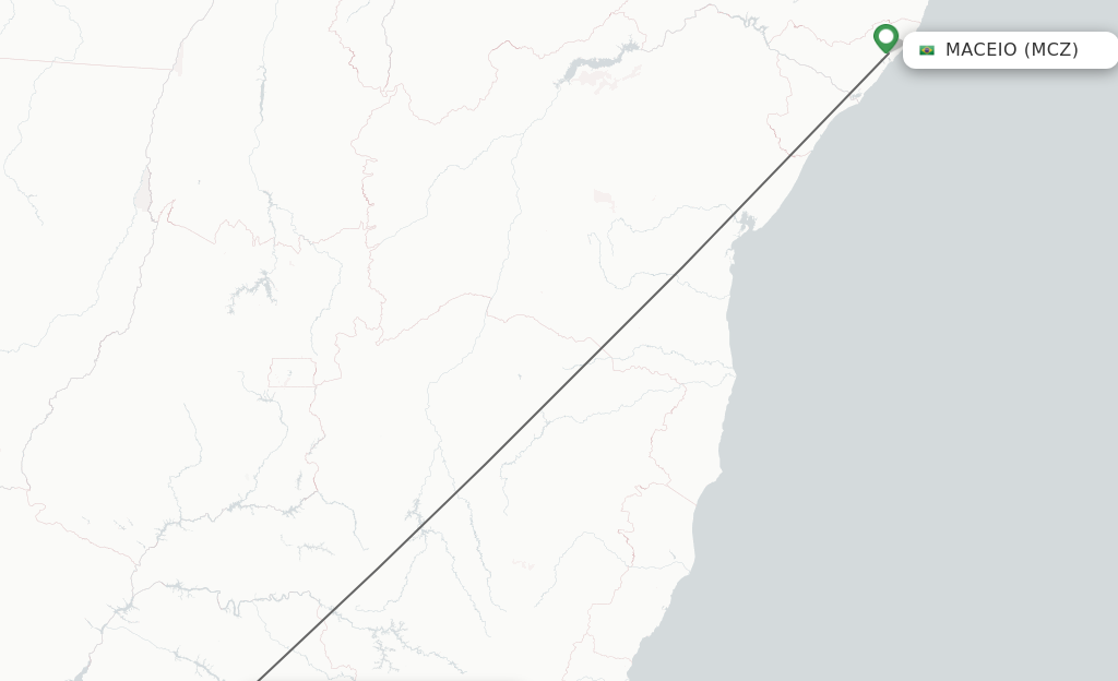 Flights from Maceio to Baura-Arealva route map