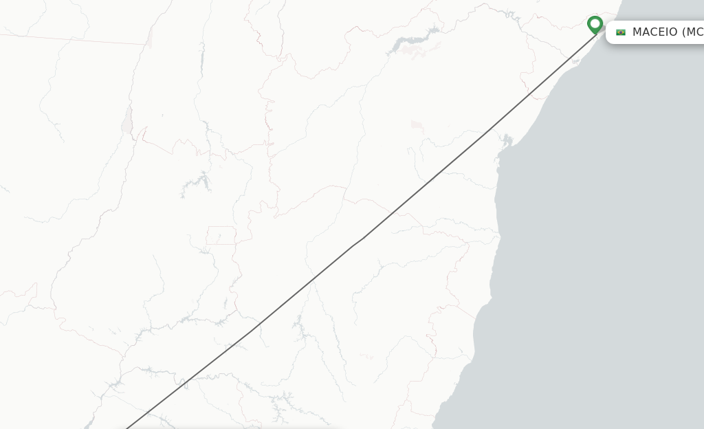 Flights from Maceio to Presidente Prudente route map