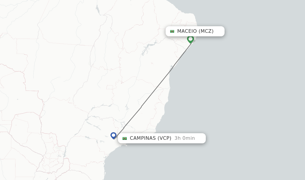 Flights from Maceio to Campinas route map